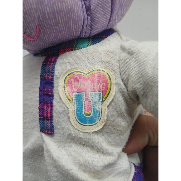 VINTAGE 1996 Doodle Bear Tyco Purple Teddy Plaid Outfit 90s - Picture 6 of 7